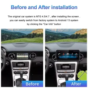 Actualice su Mercedes SLK W171 Android Head Unit 2008-2011 NTG4.5 con CPU de 8 núcleos, 4+64GB o 6+128GB, pantalla IPS de 12,3″, DSP, Wireless CarPlay & Android Auto.