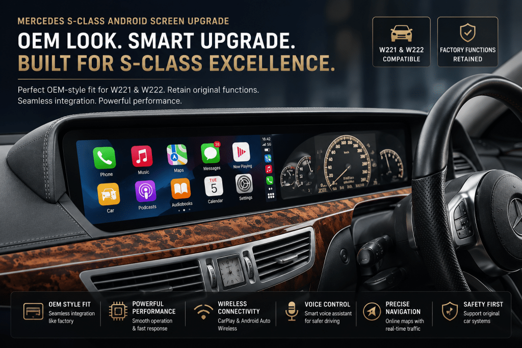 Mercedes Clase S Android Unidad Principal para W221 y W222: Ajuste estilo OEM y mantenimiento de las funciones de fábrica