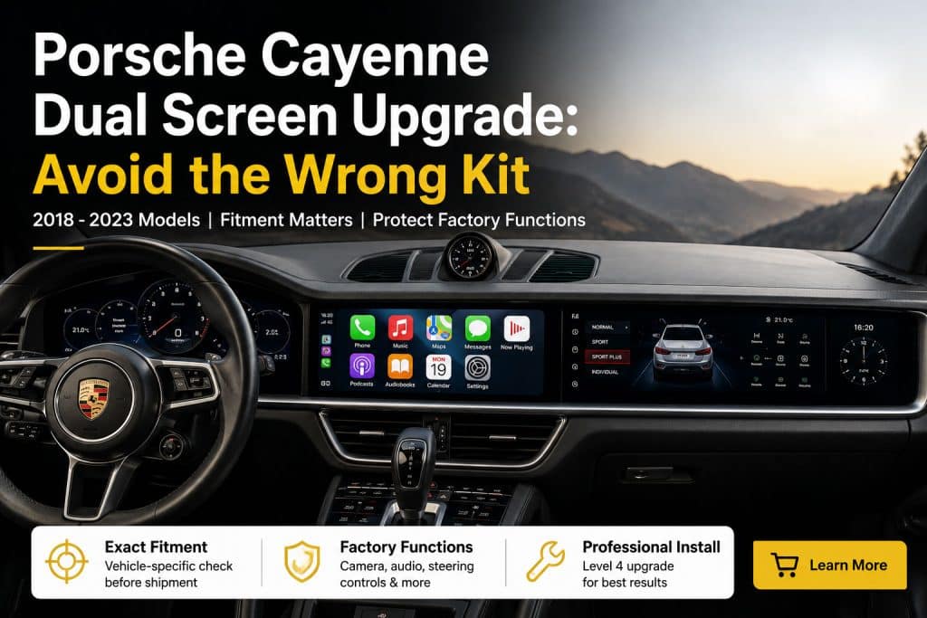 Instalación del kit de actualización de doble pantalla en el interior del Porsche Cayenne 2018-2023
