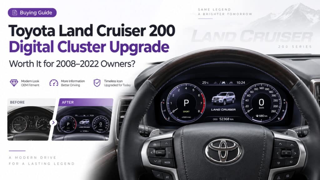 Actualización de cuadro digital Toyota Land Cruiser Serie 200 instalada en salpicadero J200 LC200