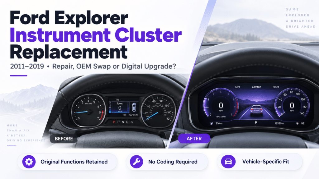 Reemplazo del cuadro de instrumentos del Ford Explorer 2011–2019: ¿Reparación, cambio OEM o actualización digital?