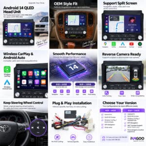 Lexus LX470 LC100 Android head unit installed dashboard and feature comparison