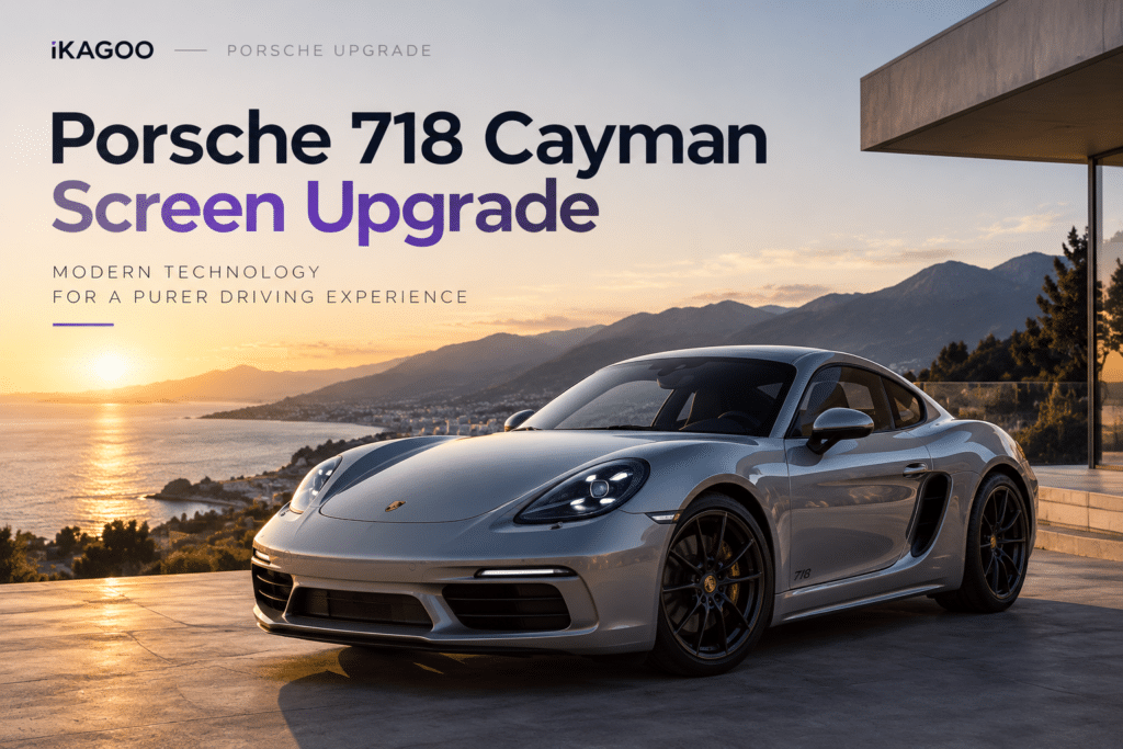 Actualización de pantalla del Porsche 718 Cayman con pantalla dual de 12.3 pulgadas y CarPlay inalámbrico