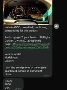 Confirmación de vehículo de cliente de EE. UU. de Lexus 2006 real GX470 y cuadro de instrumentos original compartido con iKAGOO